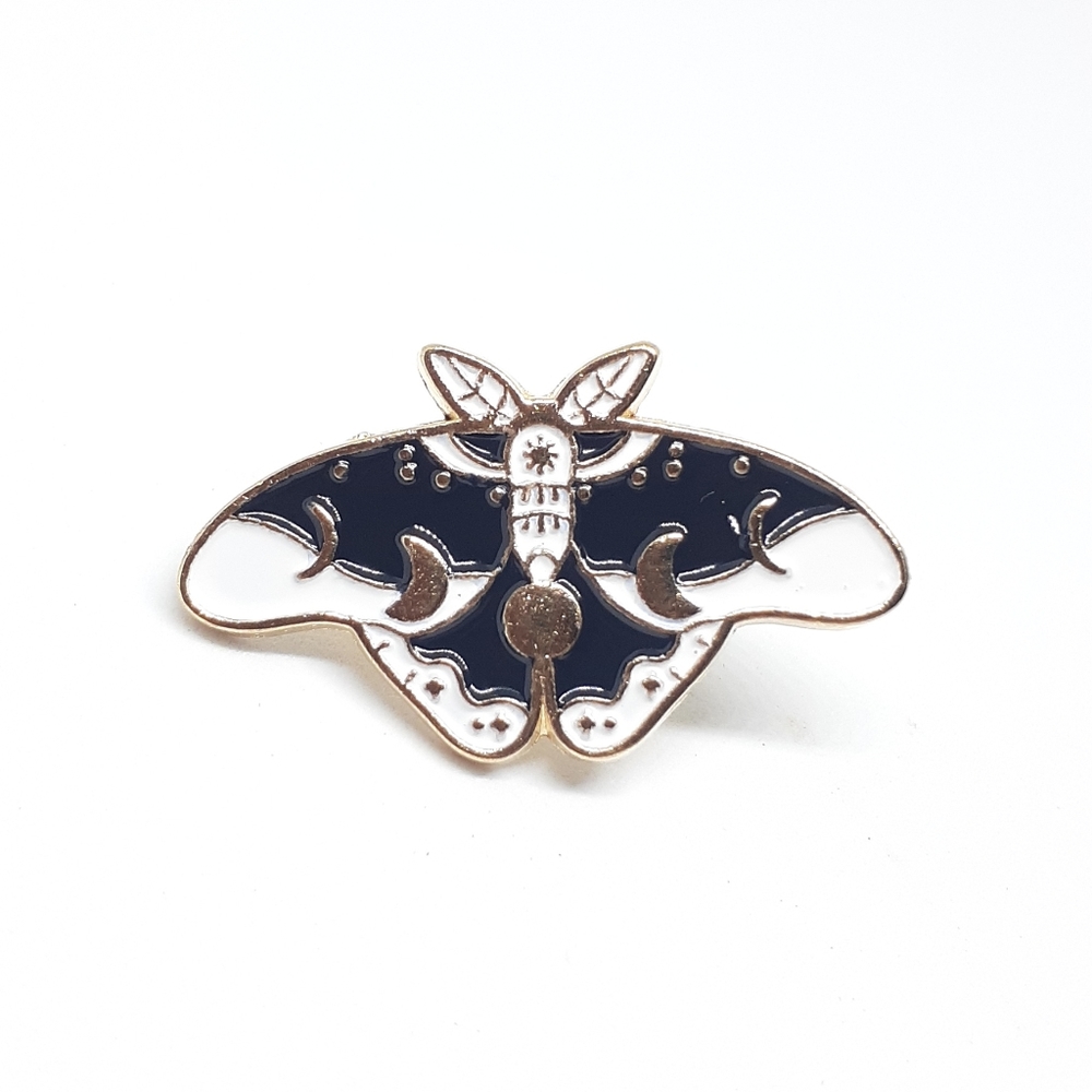 Celestial moth enamel pin